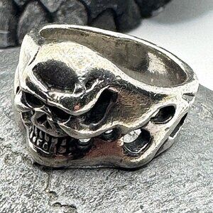 TRAVIS WALKER Double Cross Full Throttle Skull Ring W/Pouch